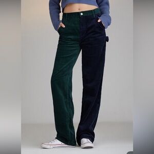 PacSun Two-Tone Corduroy Pants - Green and Navy